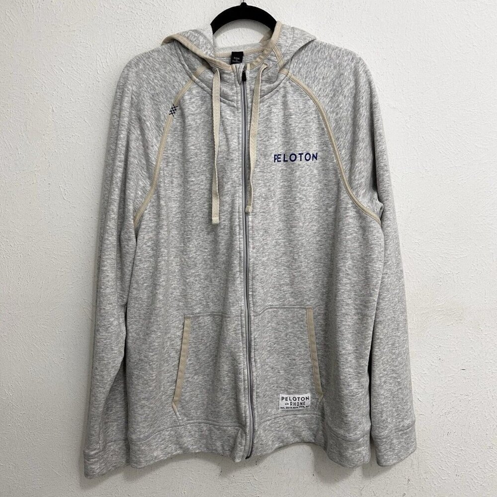 Rhone‎ Peloton Hoodie Gray Pullover Sweatshirt Athletic Gym Workout Logo Mens XL